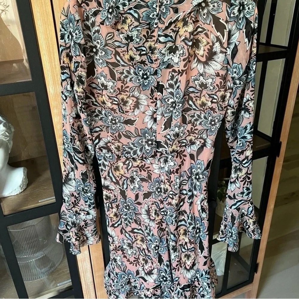For Love And Lemons Floral Long Sleeve Dress - Pink and Black Size S - Picture 3 of 7